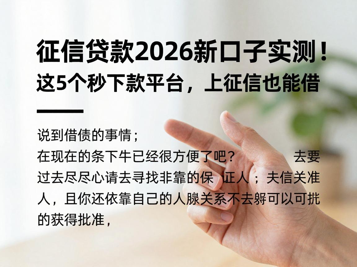 征信贷款2026新口子实测!这5个秒下款平台,上征信也能借