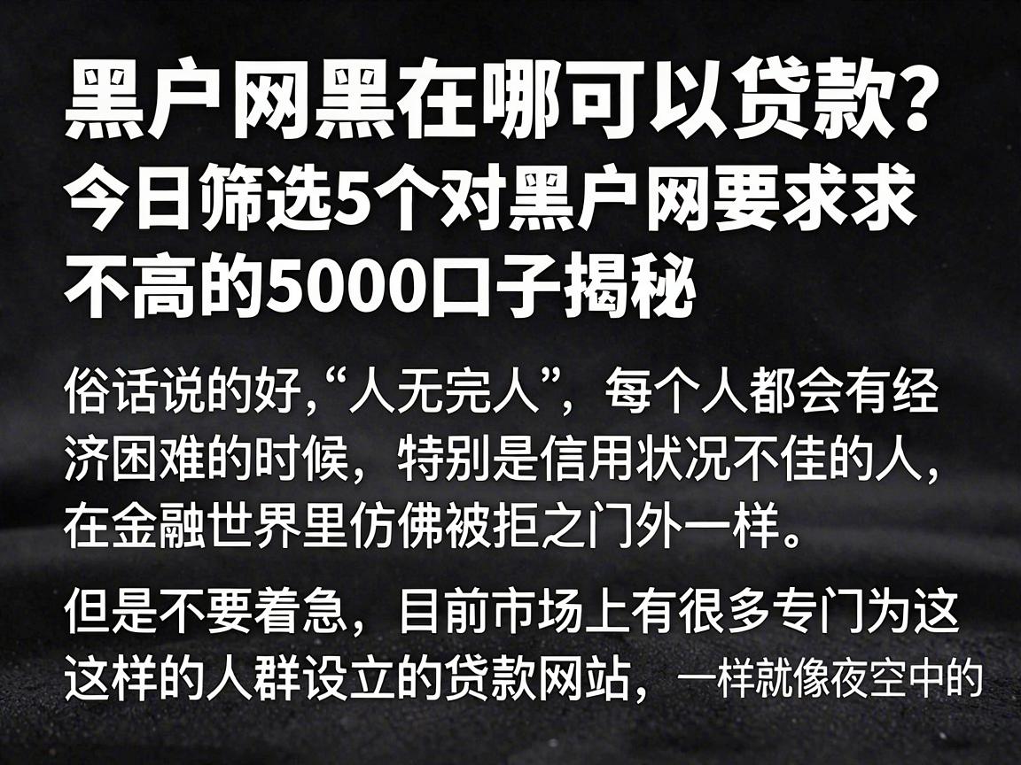 黑户网黑在哪可以贷款？今日筛选5个对黑户网要求不高的5000口子揭秘
