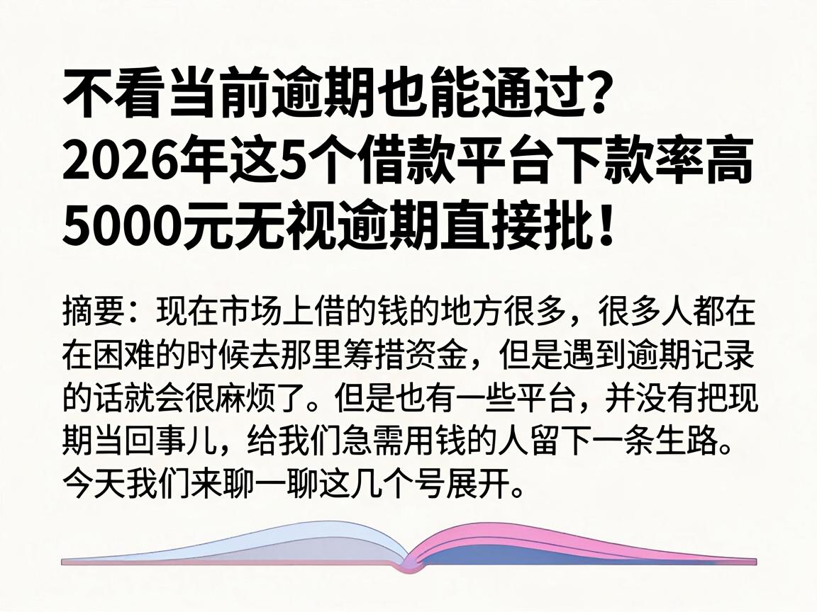 不看当前逾期也能通过？2026年这5个借款平台下款率高，5000元无视逾期直接批！