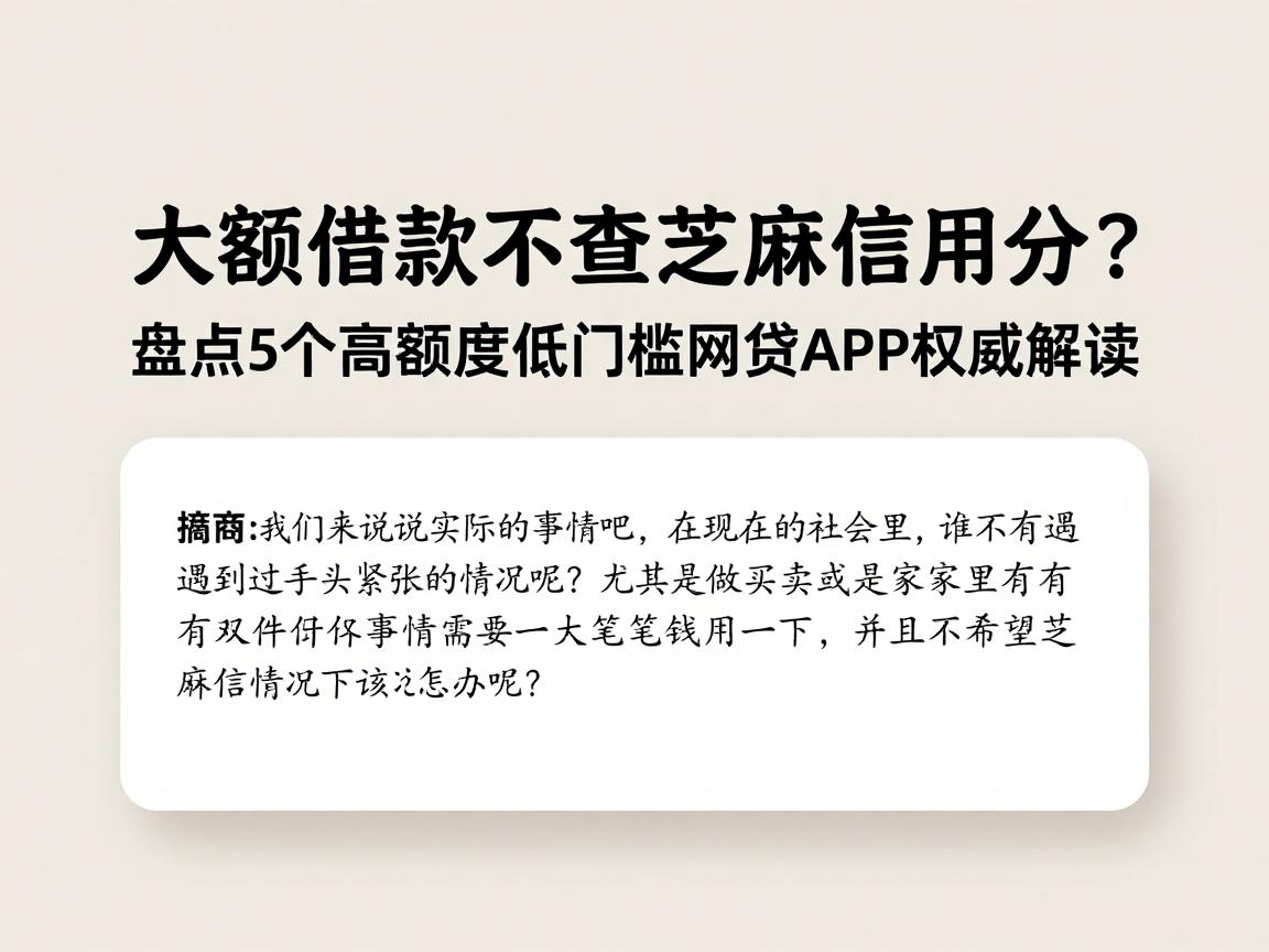 大额借款不查芝麻信用分?盘点5个高额度低门槛网贷APP权威解读