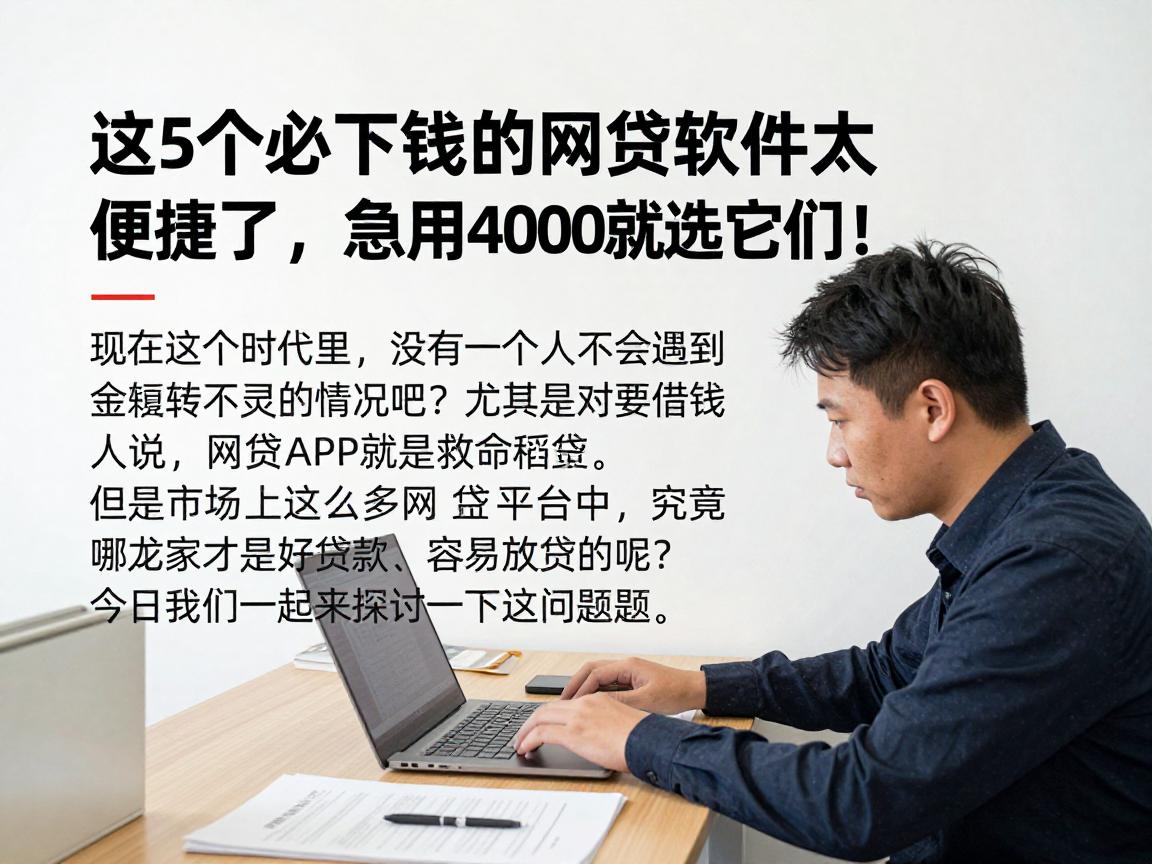 这5个必下钱的网贷软件太便捷了，急用4000就选它们！