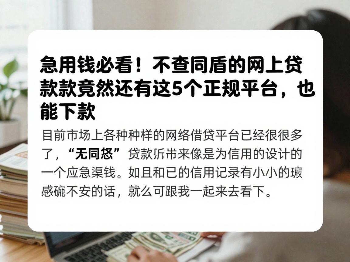 急用钱必看!不查同盾的网上贷款竟然还有这5个正规平台,征信花了也能下款
