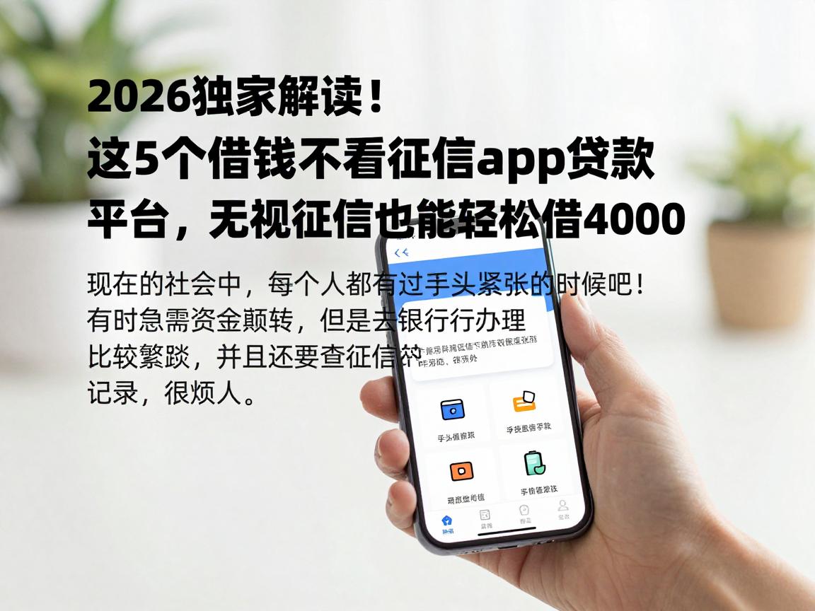 2026独家解读!这5个借钱不看征信的app贷款平台,无视征信也能轻松借4000