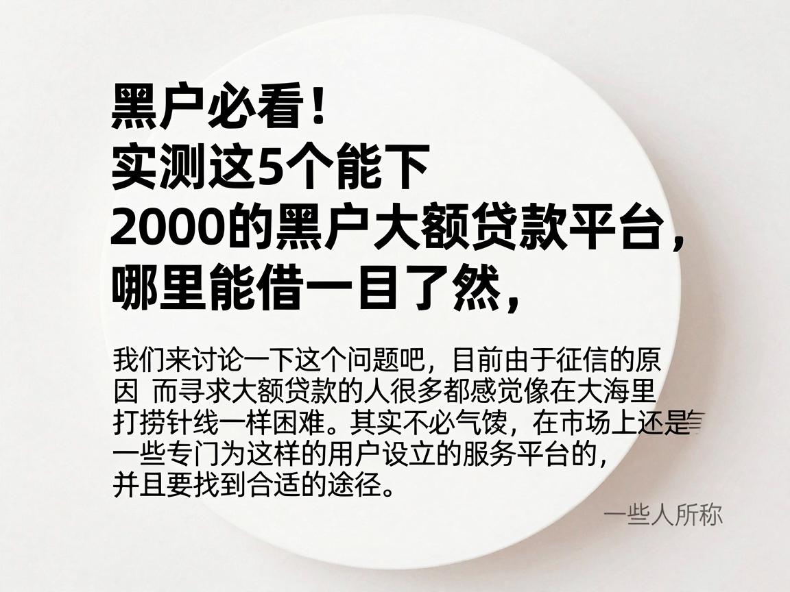 黑户必看！实测这5个能下2000的黑户大额贷款平台，哪里能借一目了然