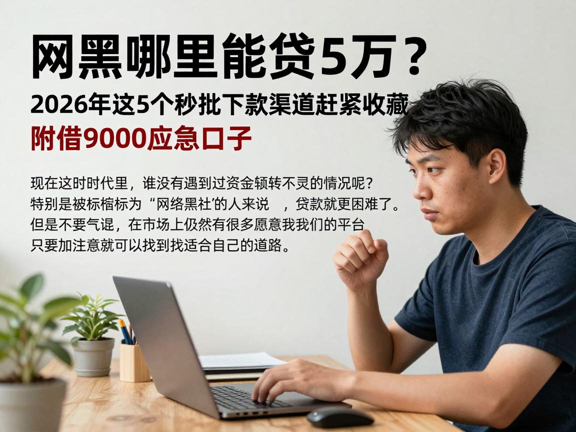网黑哪里能贷款5万?2026年这5个秒批下款渠道赶紧收藏,附借9000应急口子