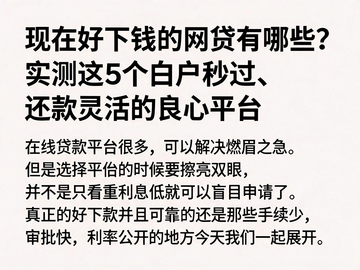 现在好下钱的网贷有哪些?实测这5个白户秒过、还款灵活的良心平台