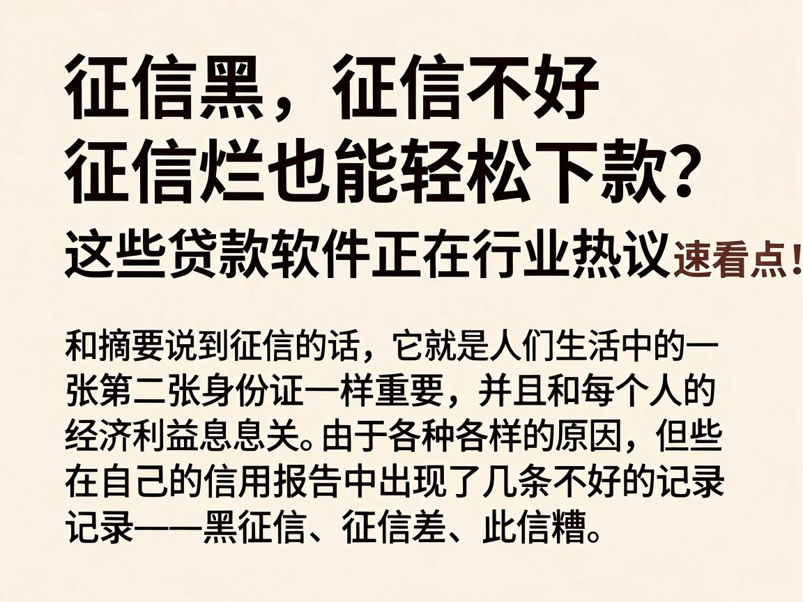 征信黑、征信不好、征信烂也能轻松下款?这些贷款软件正在行业热议,速看盘点!