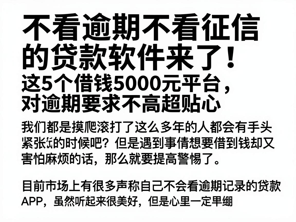 不看逾期不看征信的贷款软件来了!这5个借钱5000元平台,对逾期要求不高超贴心