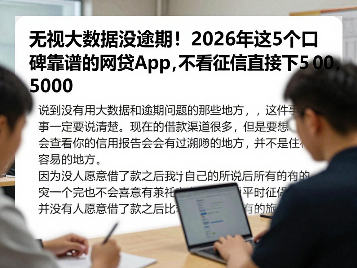 无视大数据没逾期!2026年这5个口碑靠谱的网贷App,不看征信直接下5000