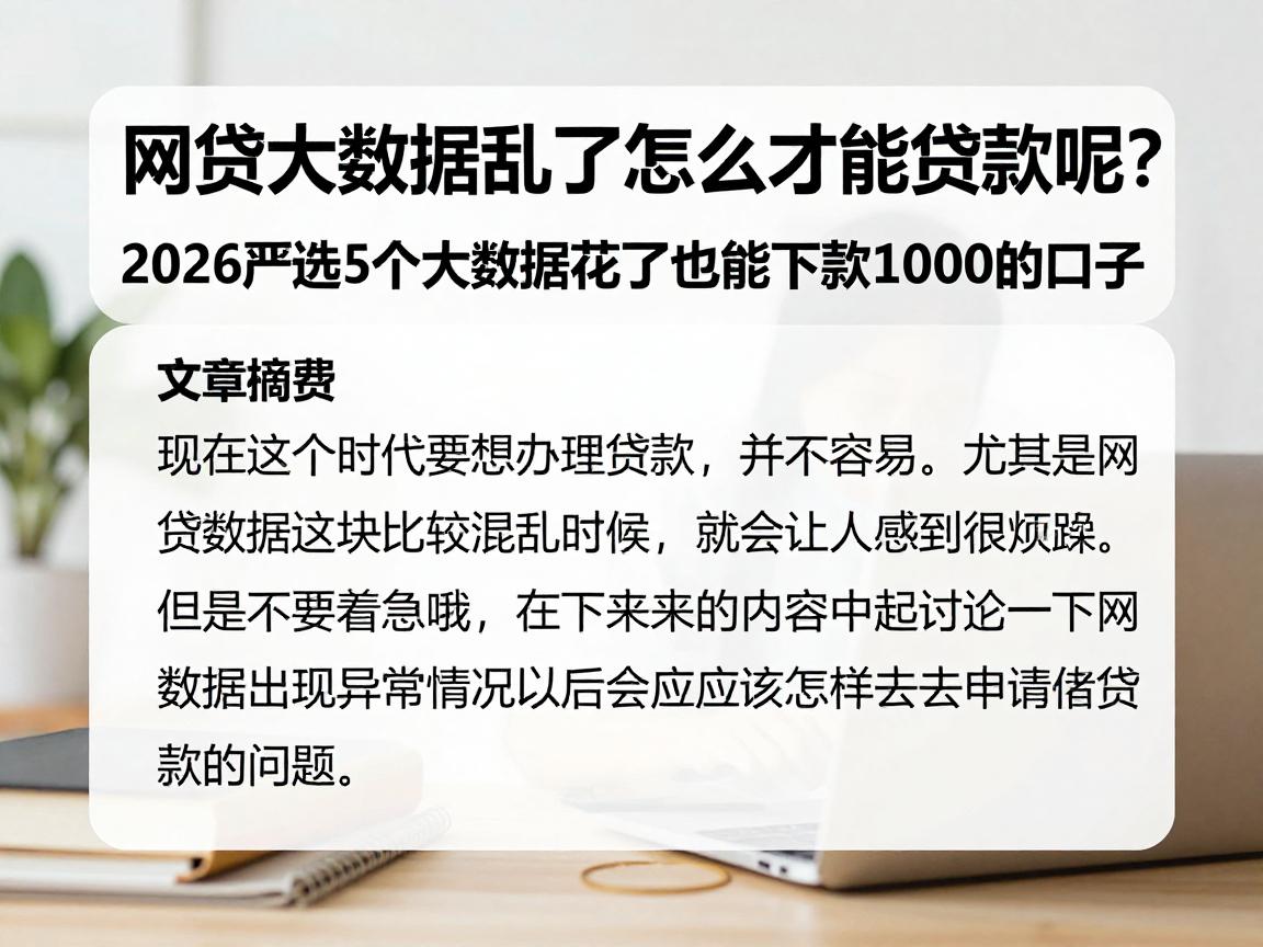 网贷大数据乱了怎么才能贷款呢?2026严选5个大数据花了也能下款1000的口子