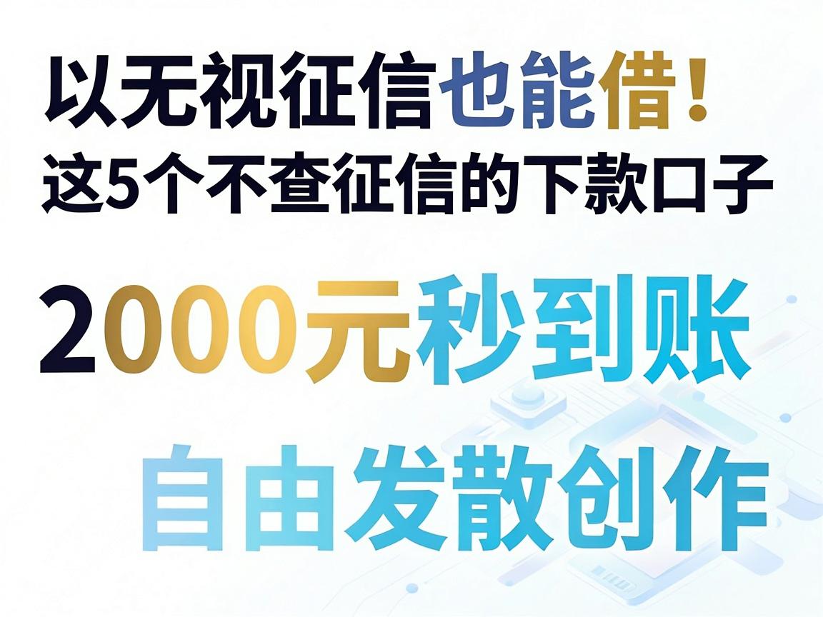 无视征信也能借！这5个不查征信的下款口子，2000元秒到账