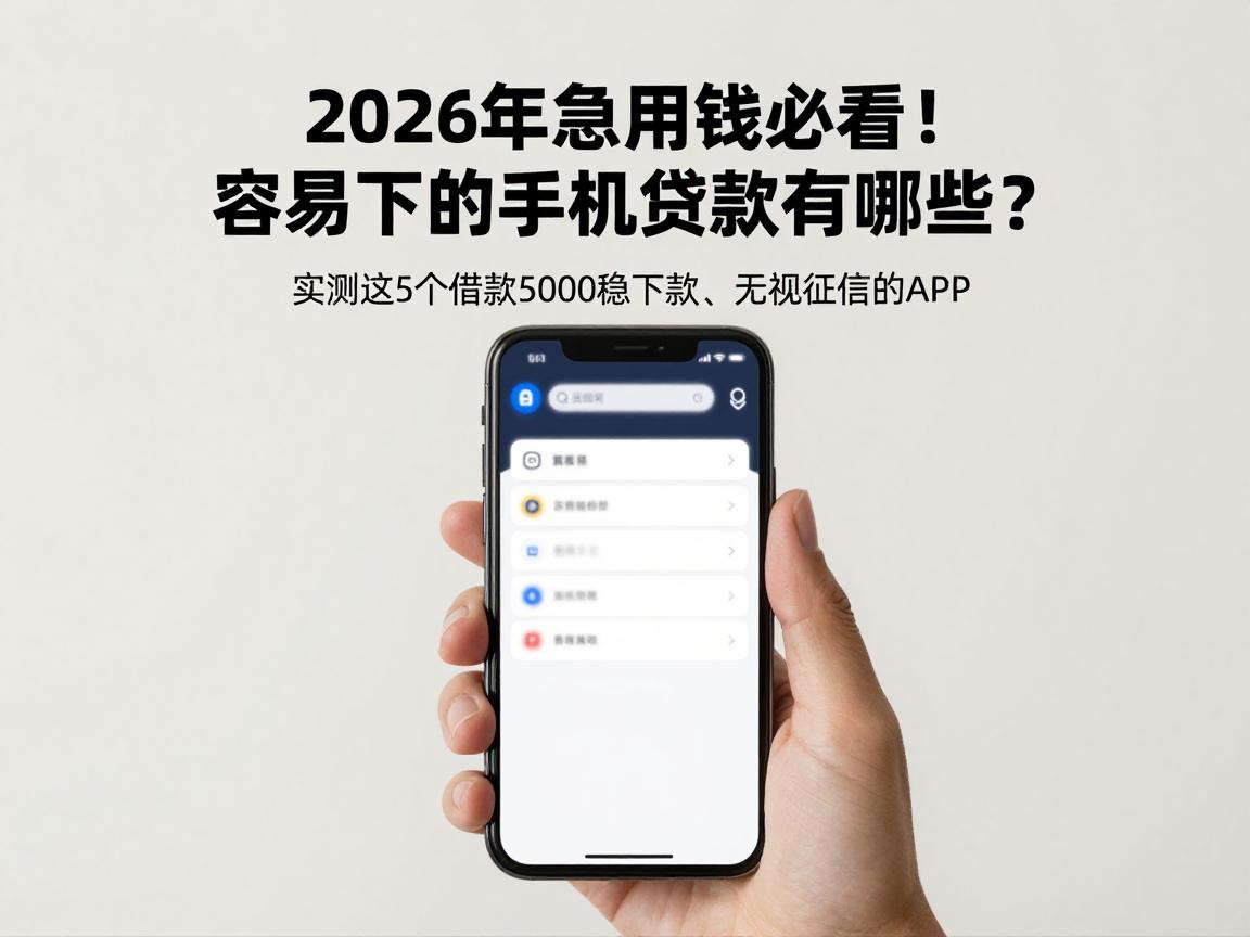 2026年急用钱必看！容易下的手机贷款有哪些？实测这5个借款5000稳下款、无视征信的APP