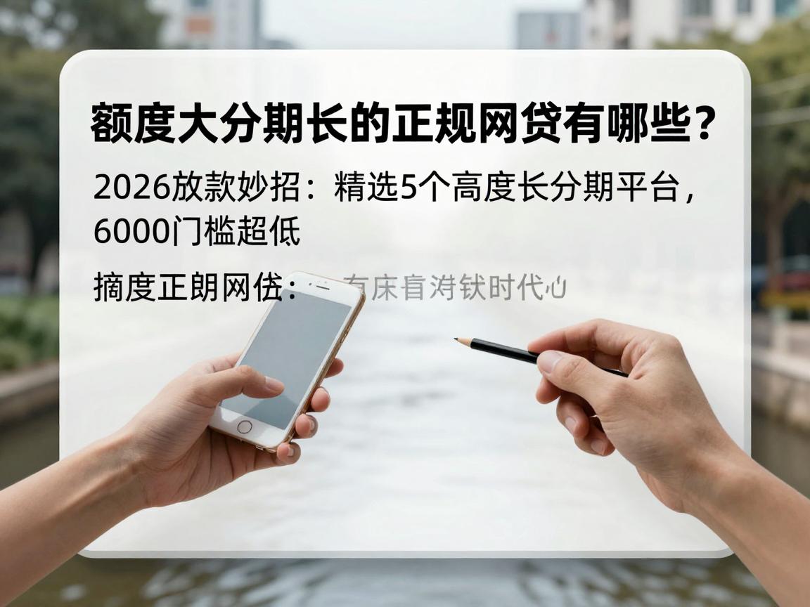 额度大分期长的正规网贷有哪些？2026放款妙招：精选5个高额度长分期平台，6000门槛超低