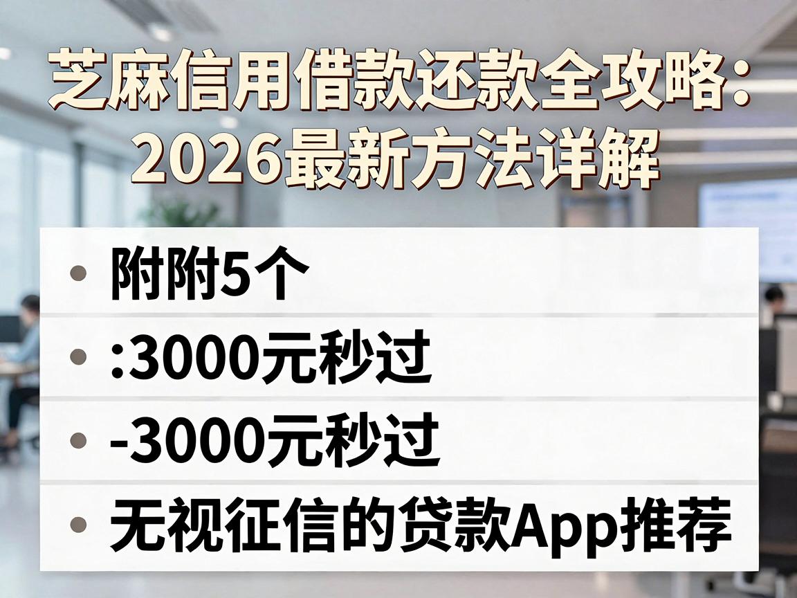 芝麻信用借款还款全攻略：2026最新方法详解，附5个3000元秒过无视征信的贷款App推荐