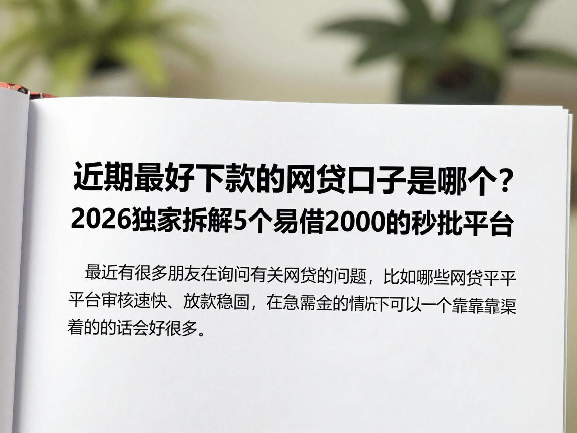 近期最好下款的网贷口子是哪个?2026独家拆解5个易借2000的秒批平台