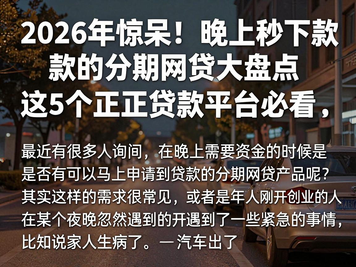 2026年惊呆！晚上秒下款的分期网贷大盘点，这5个正规贷款平台必看
