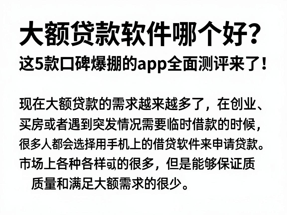 大额贷款软件哪个好？这5款口碑爆棚的App全面测评来了！