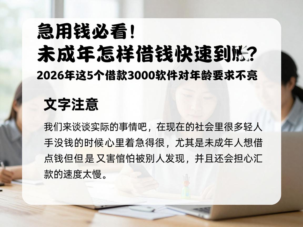 急用钱必看！未成年怎样借钱快速到账？2026年这5个借款3000软件对年龄要求不高