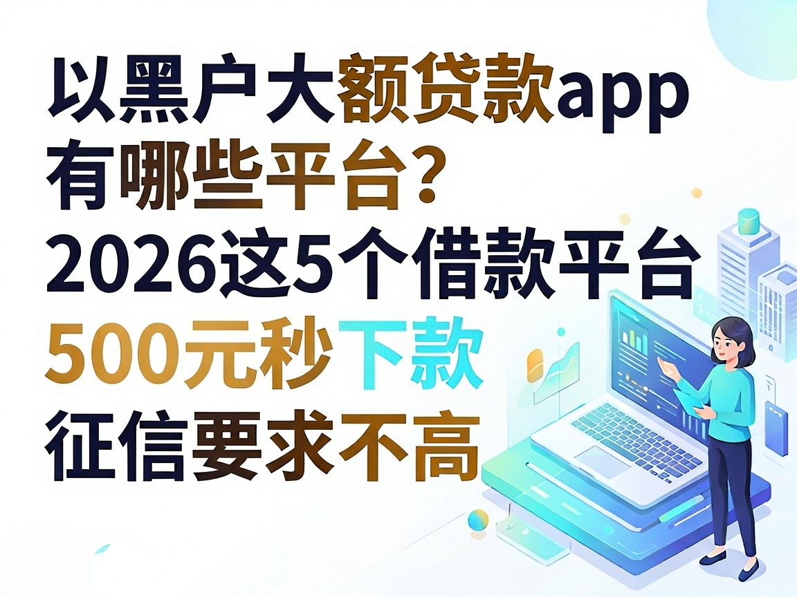 黑户大额贷款app有哪些平台？2026这5个借款平台500元秒下款，征信要求不高