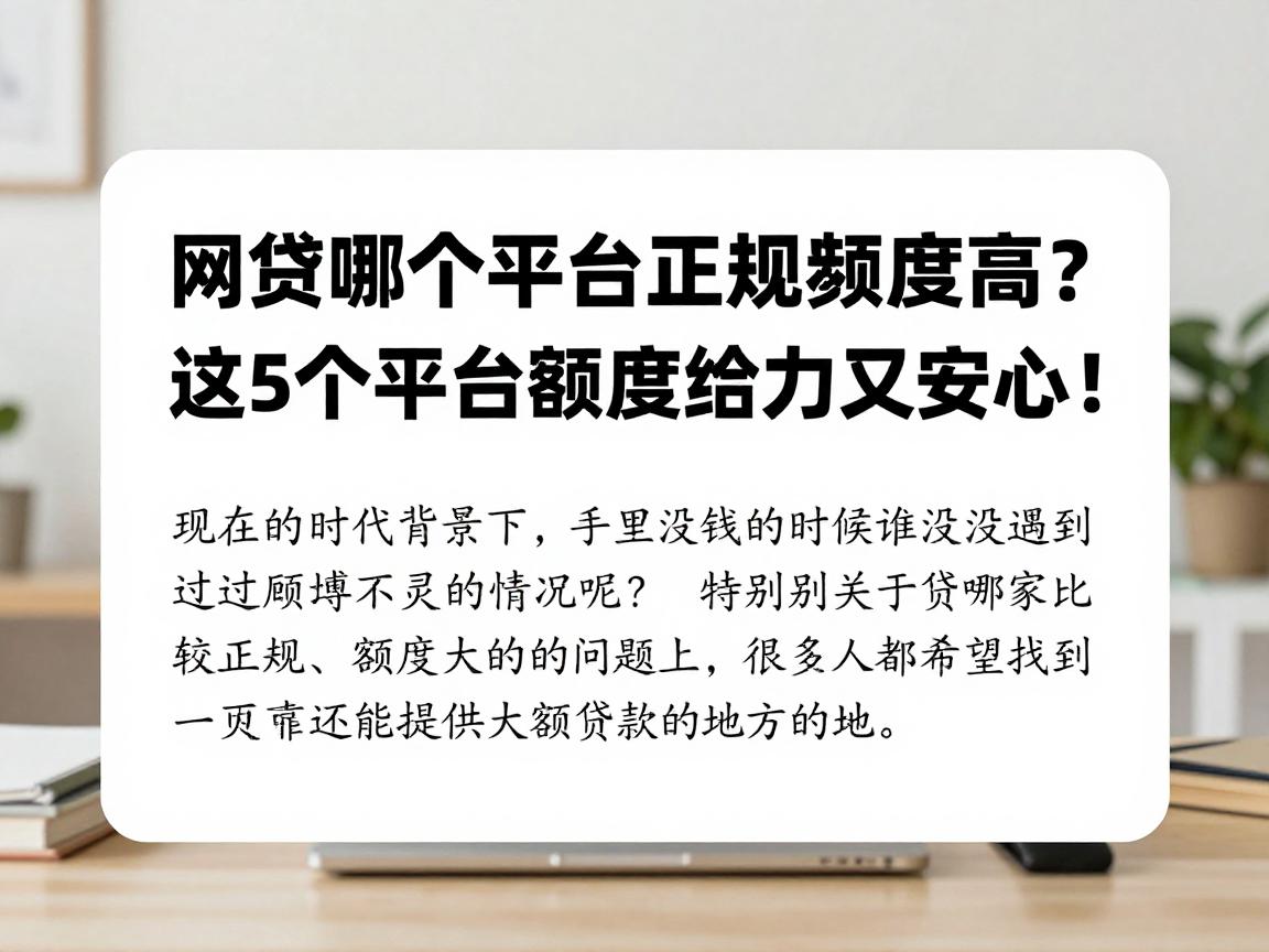 网贷哪个平台正规额度高？这5个平台额度给力又安心！
