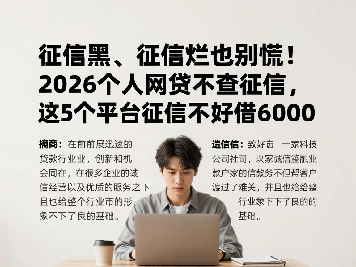 征信黑、征信烂也别慌！2026个人网贷不查征信，这5个平台征信不好也能借6000