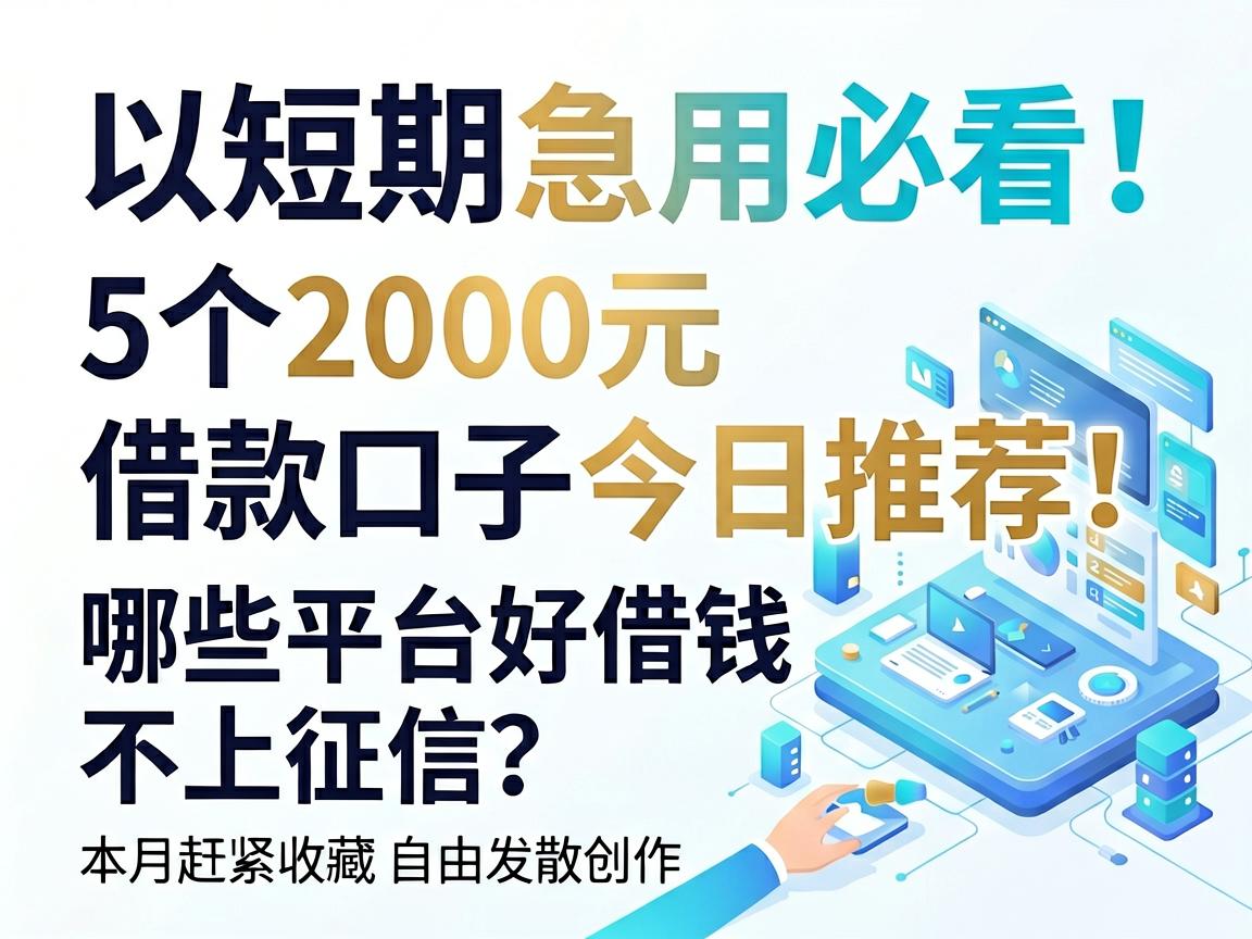 短期急用必看!5个2000元借款口子今日推荐,哪些平台好借钱不上征信?本月赶紧收藏
