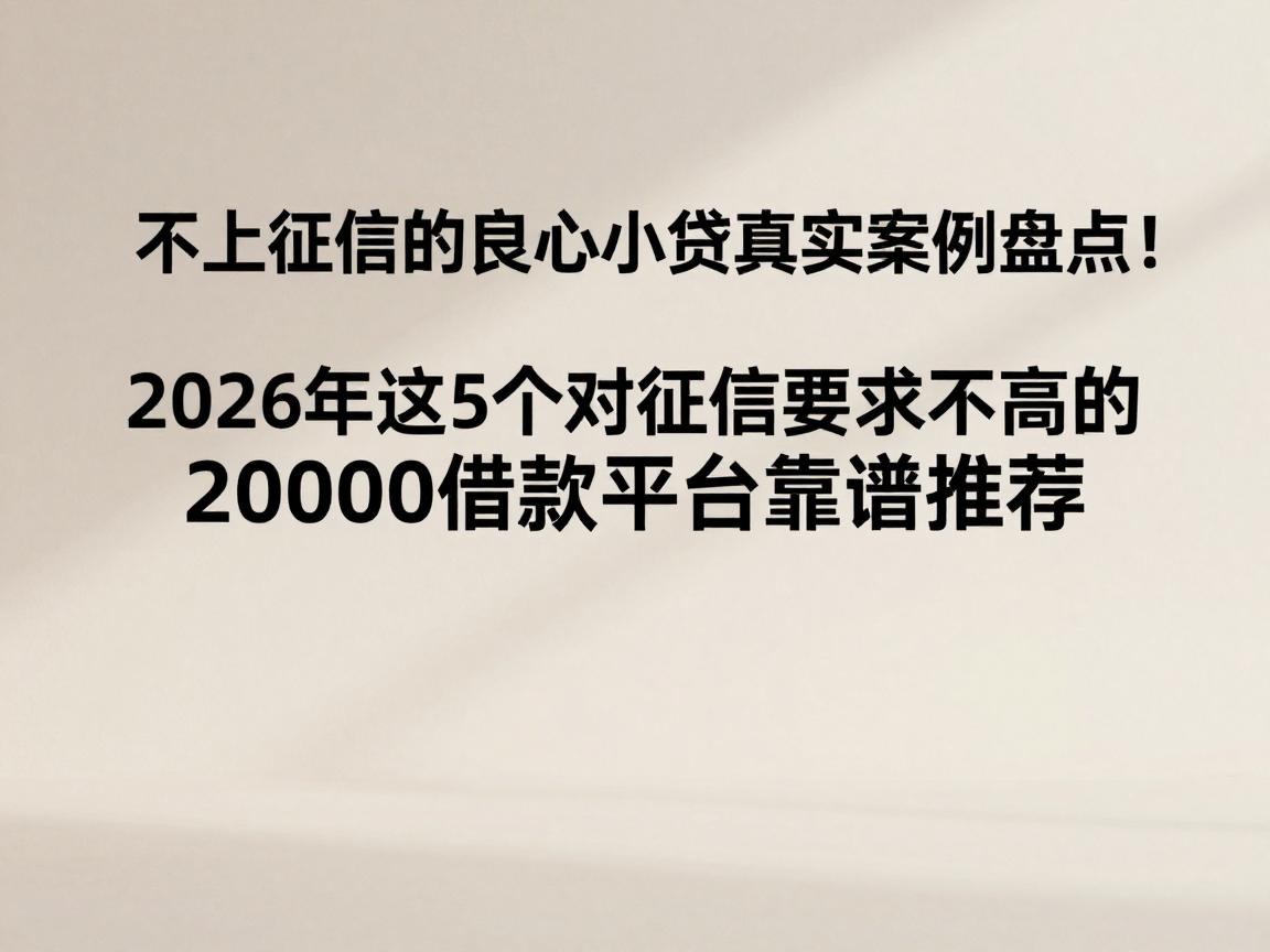 不上征信的良心小贷真实案例盘点！2026年这5个对征信要求不高的20000借款平台靠谱推荐