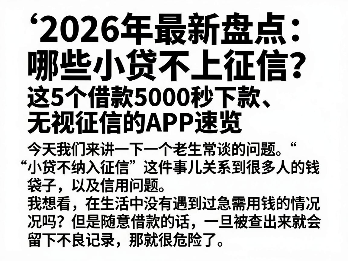 2026年最新盘点：哪些小贷不上征信？这5个借款5000秒下款、无视征信的APP速览