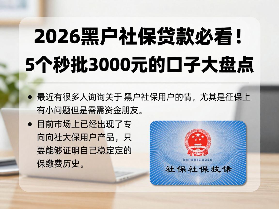 2026黑户社保贷款必看!5个秒批3000元的口子大盘点
