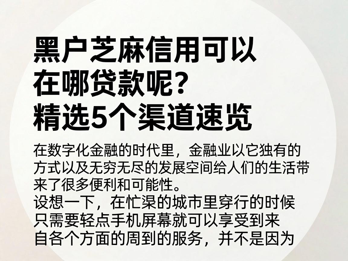 黑户芝麻信用可以在哪贷款呢？精选5个渠道速览