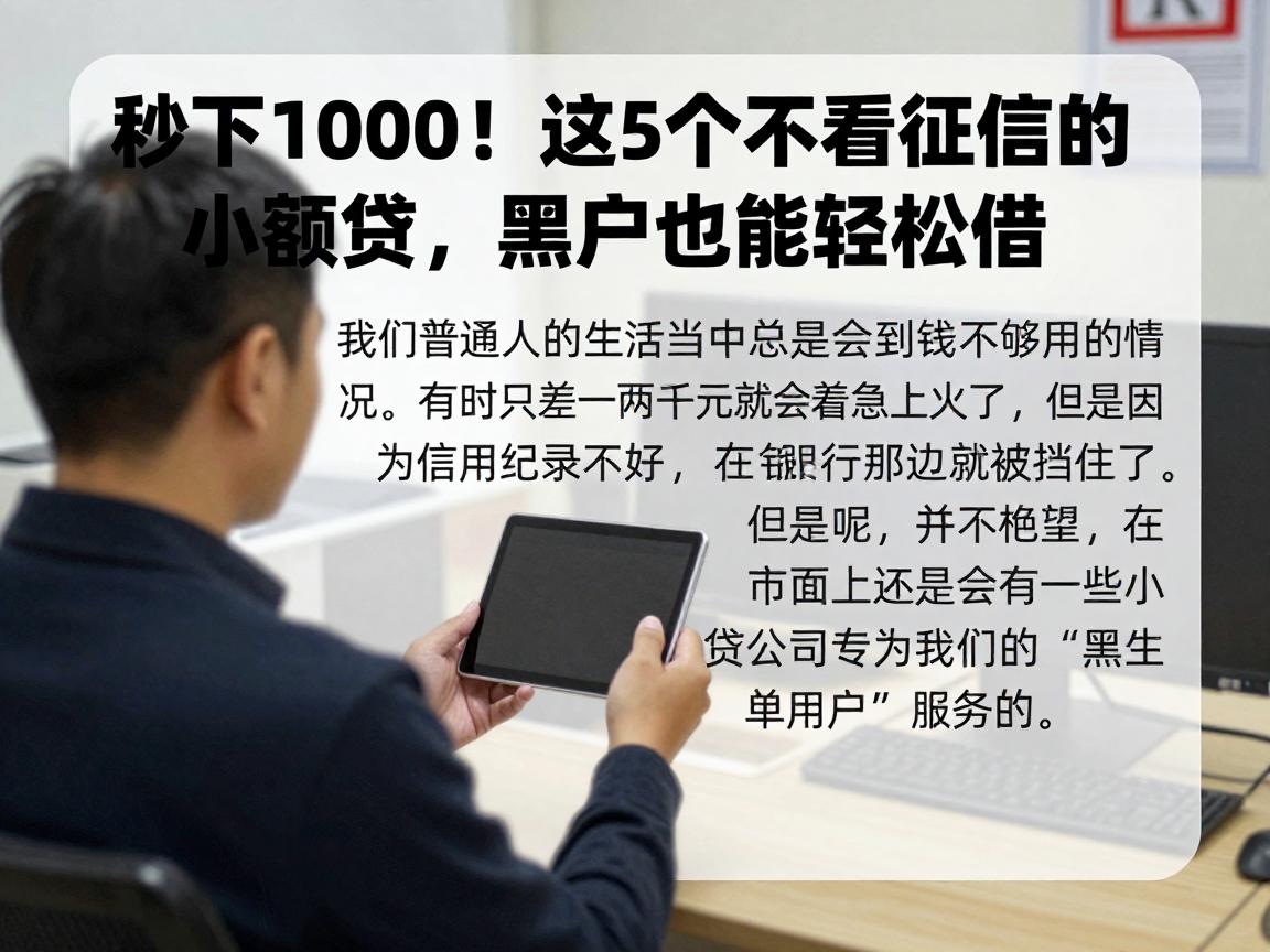 秒下1000！这5个不看征信的小额贷，黑户也能轻松借