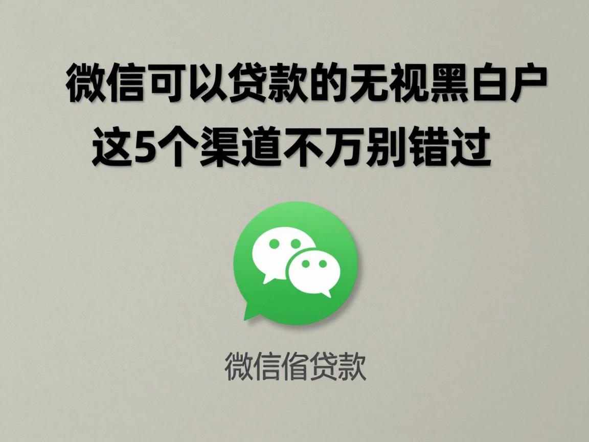 微信可以贷款的无视黑白户2026必看!这5个渠道千万别错过