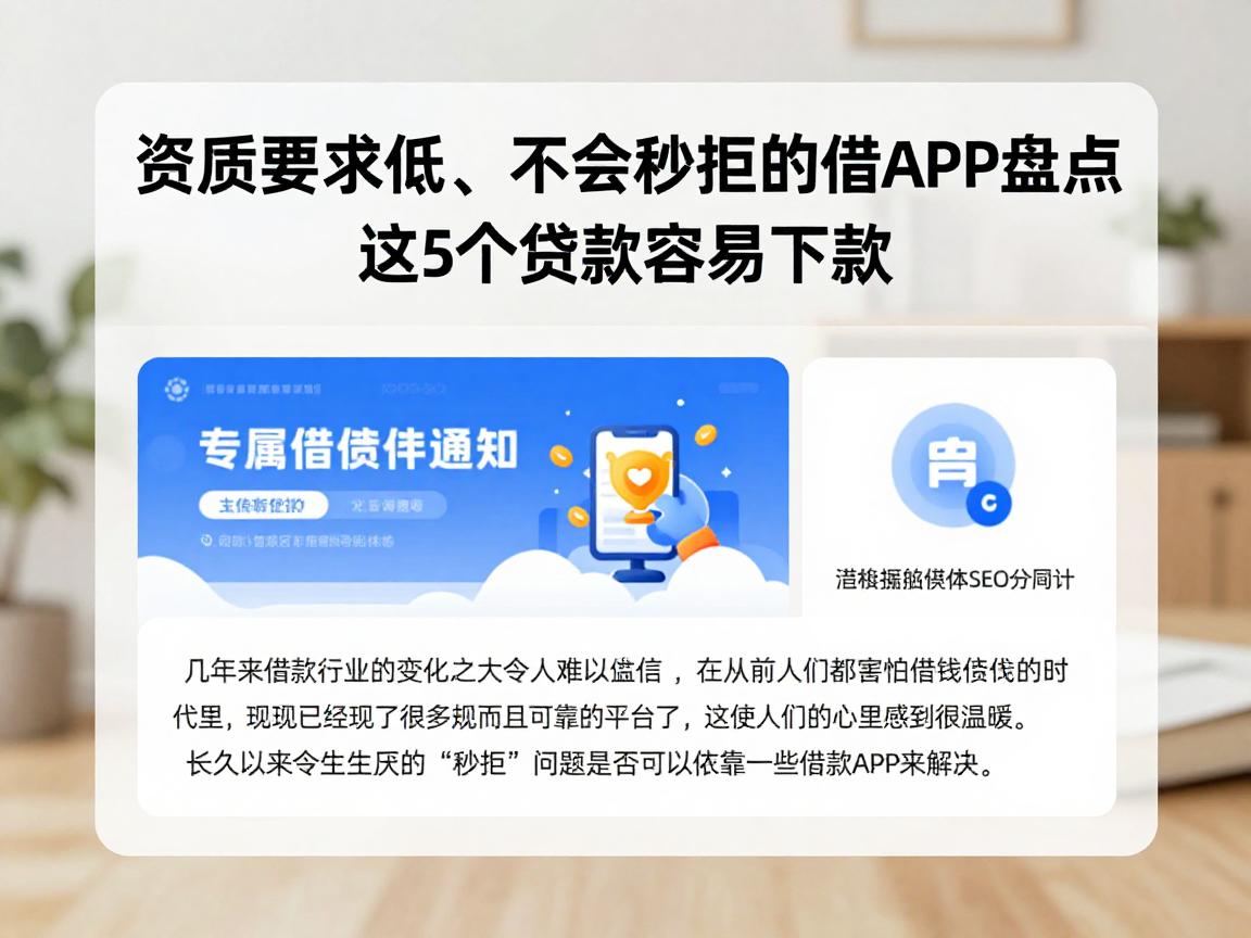 资质要求低、不会秒拒的借款APP盘点,这5个贷款容易下款