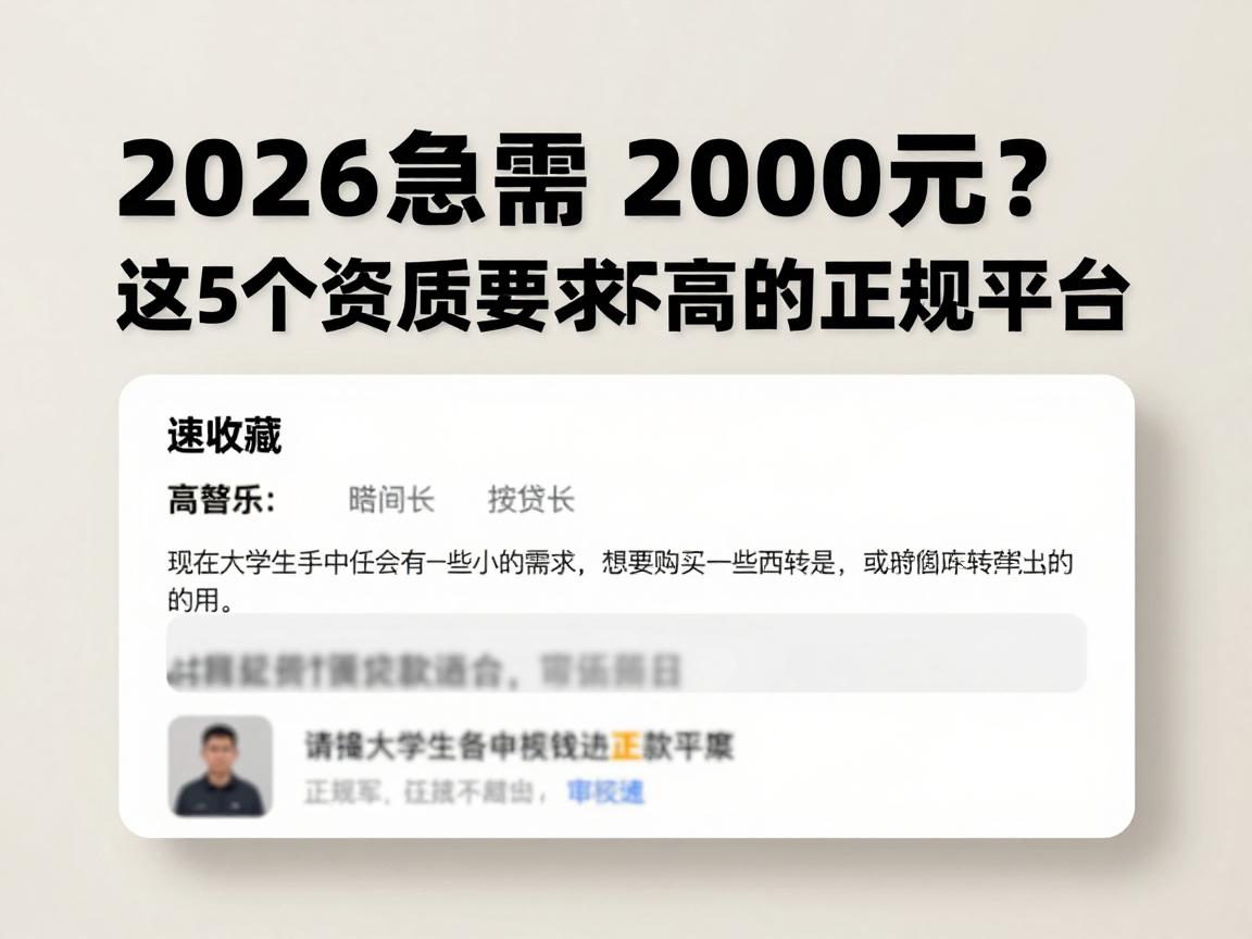 2026年急需2000元?这5个资质要求不高的学生好贷款的正规平台,速收藏