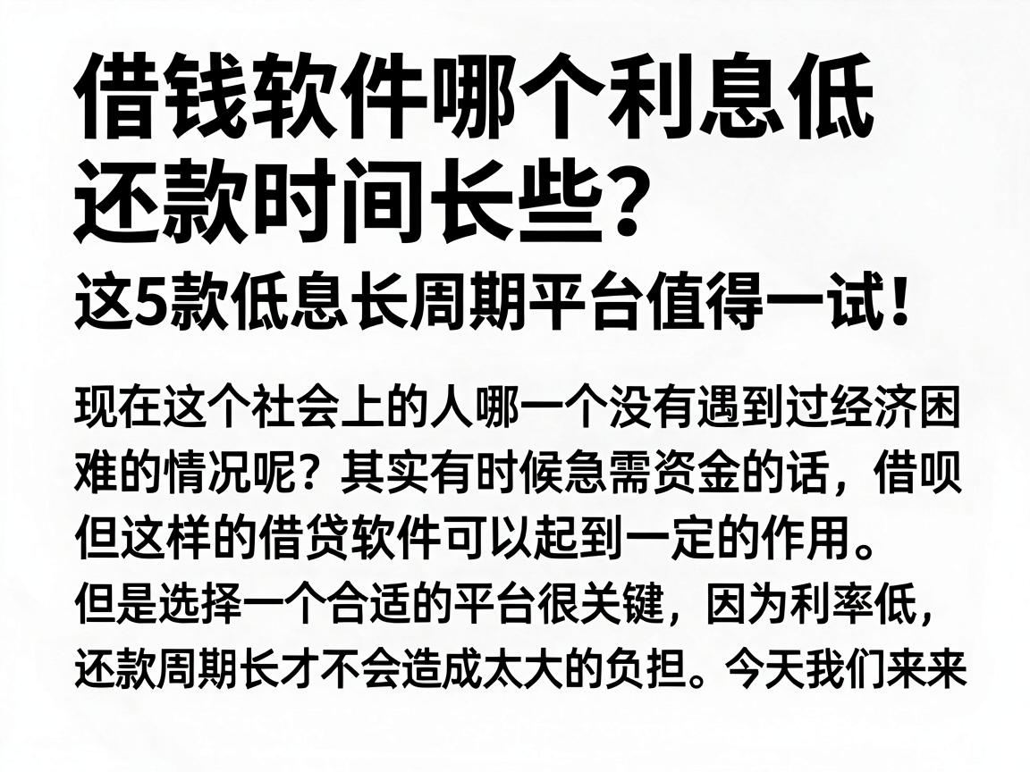 借钱软件哪个利息低还款时间长些?这5款低息长周期平台值得一试!