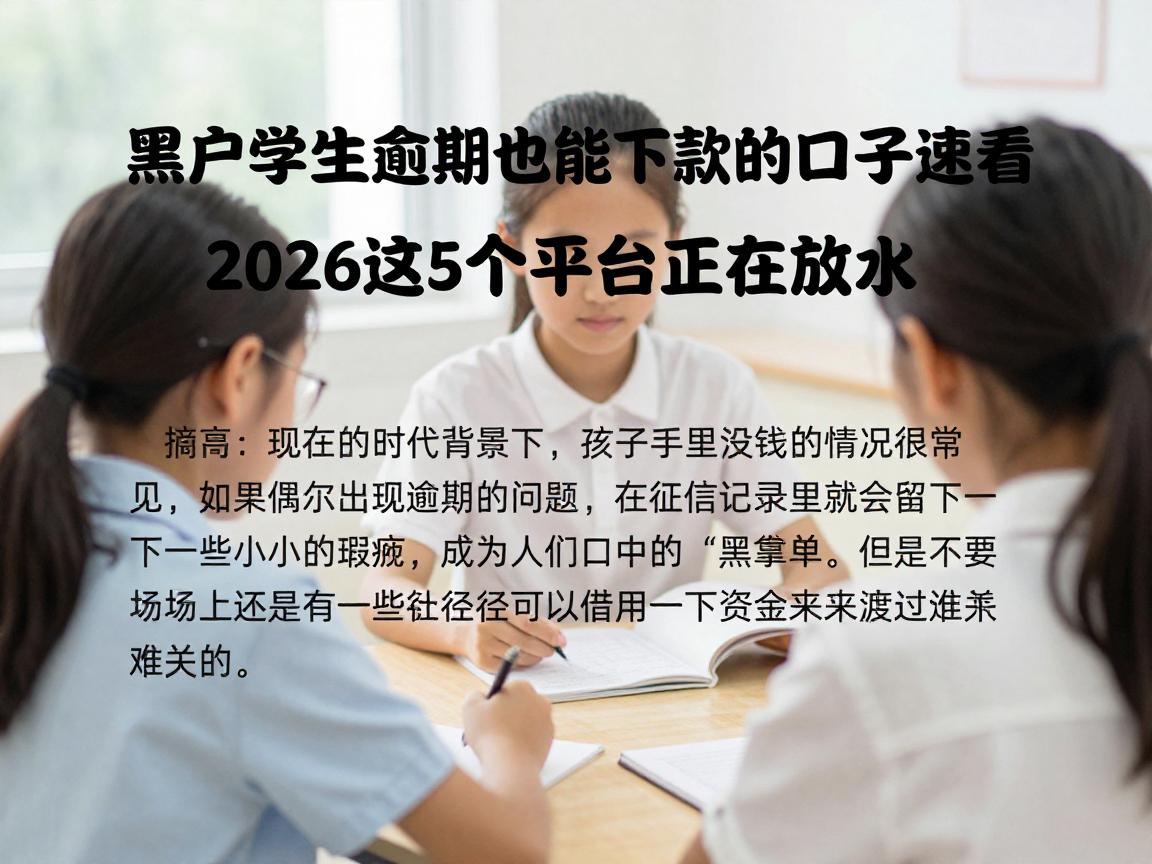 黑户学生逾期也能下款的口子速看！2026这5个平台正在放水