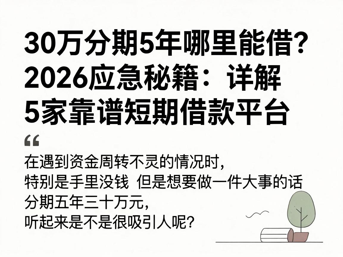 30万分期5年哪里能借?2026应急秘籍:详解5家靠谱短期借款平台