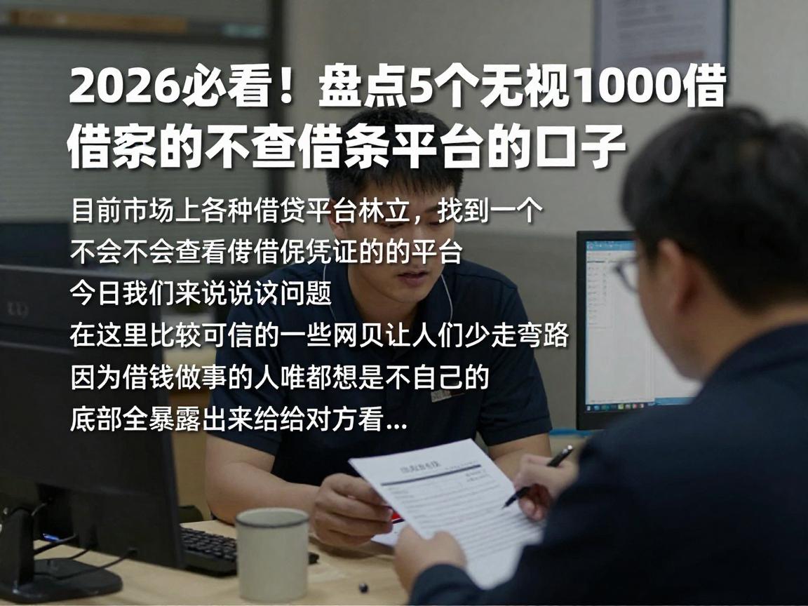 2026必看！盘点5个无视1000借款的不查借条平台的口子