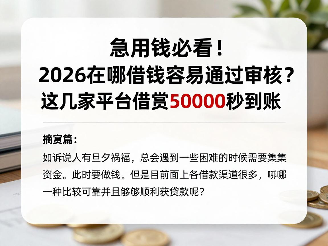 急用钱必看!2026在哪借钱容易通过审核?这几家平台借款50000秒到账