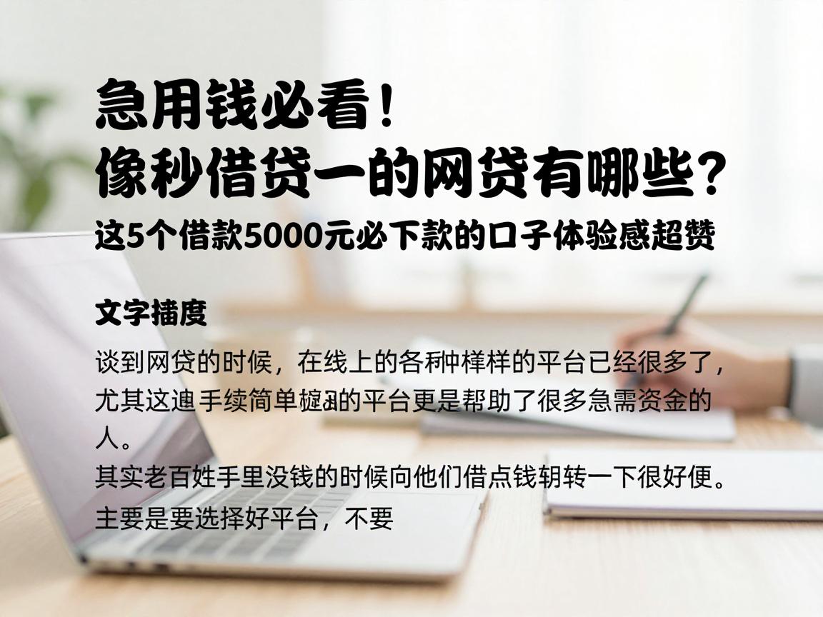 急用钱必看!像秒借贷一样的网贷有哪些?这5个借款5000元必下款的口子体验感超赞