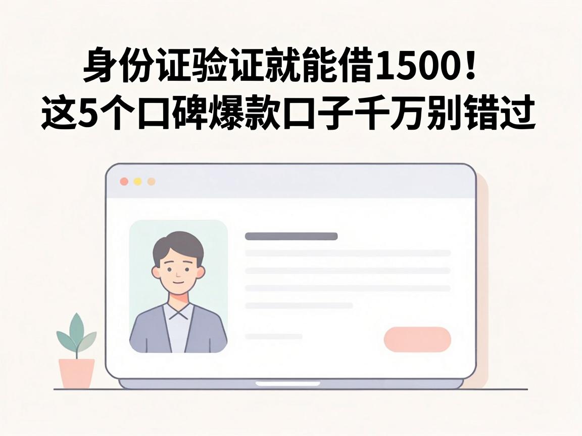 身份证验证就能借1500！这5个口碑爆款口子千万别错过