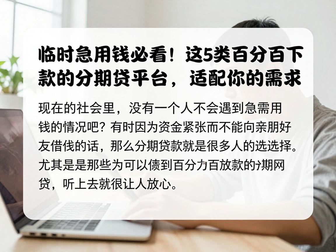 临时急用钱必看!这5类百分百下款的分期网贷平台,适配你的需求