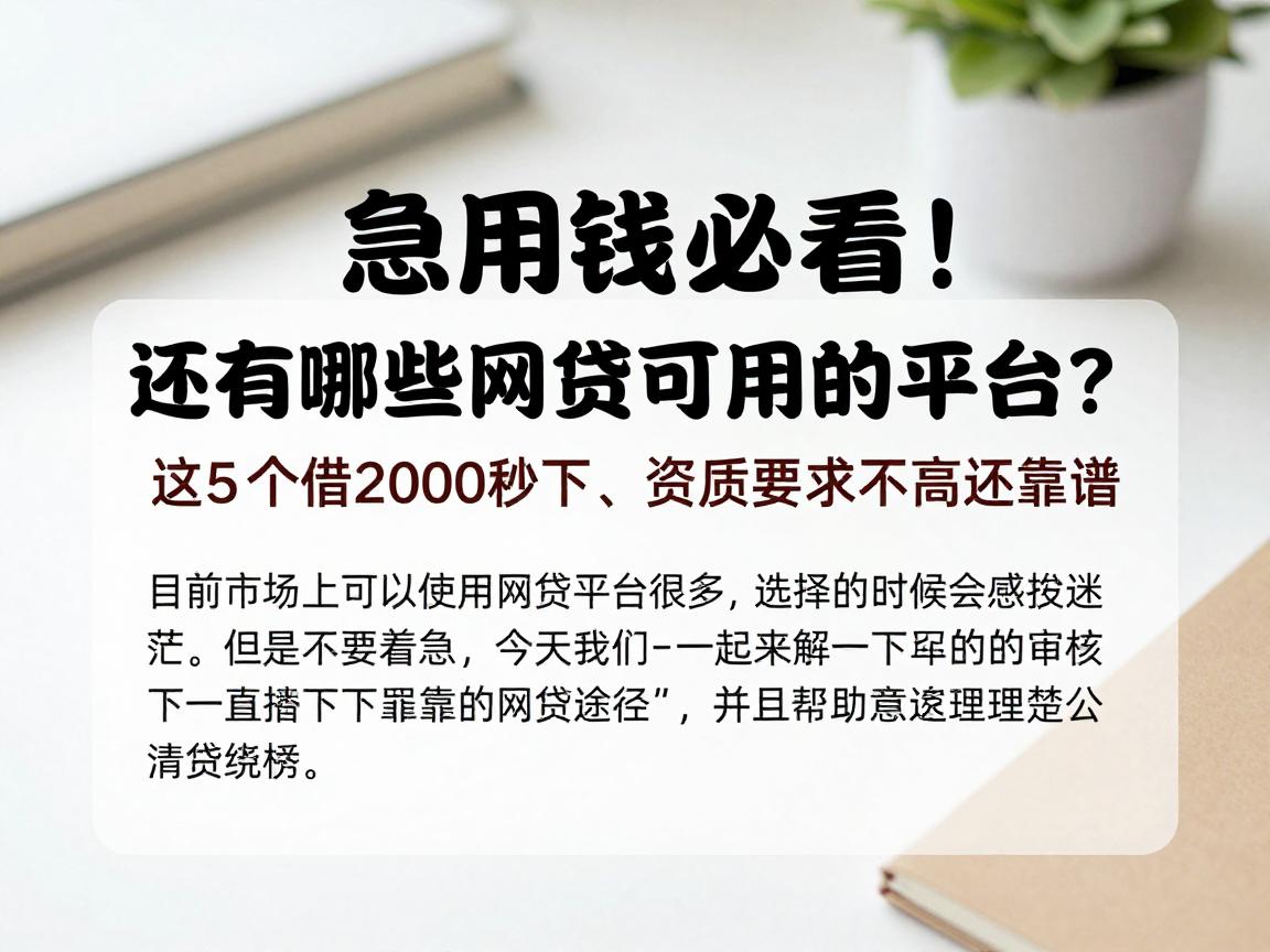 急用钱必看!还有哪些网贷可以用的平台?这5个借2000秒下、资质要求不高还靠谱