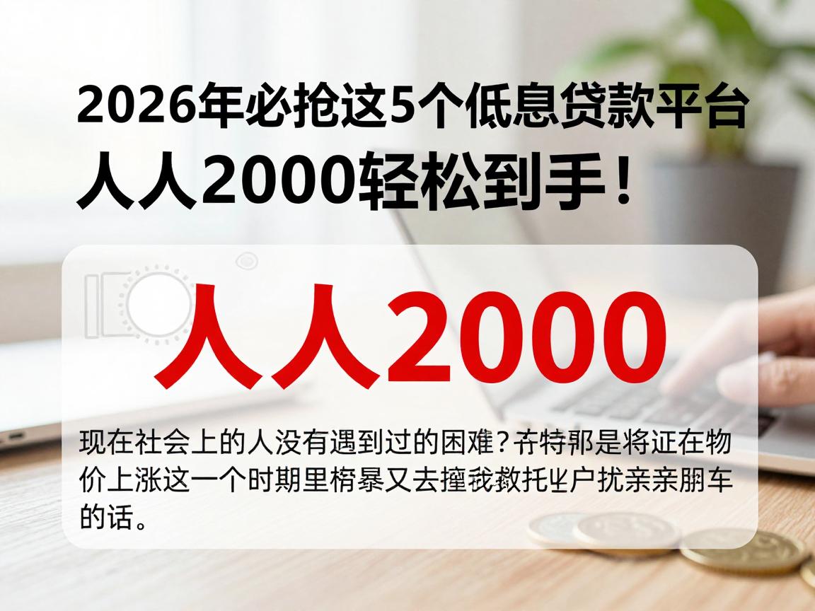 2026年必挖这5个低息贷款平台,人人2000轻松到手!