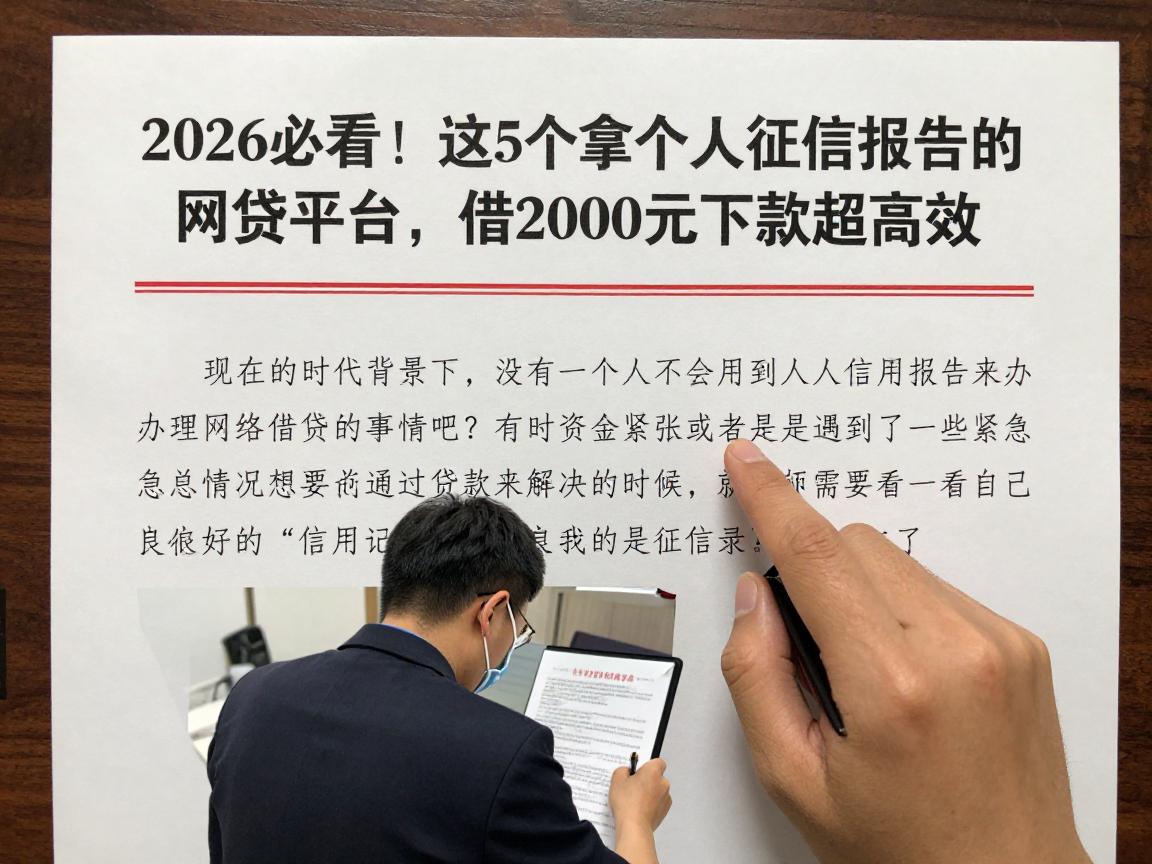 2026必看！这5个拿个人征信报告的网贷平台，借2000元下款超高效
