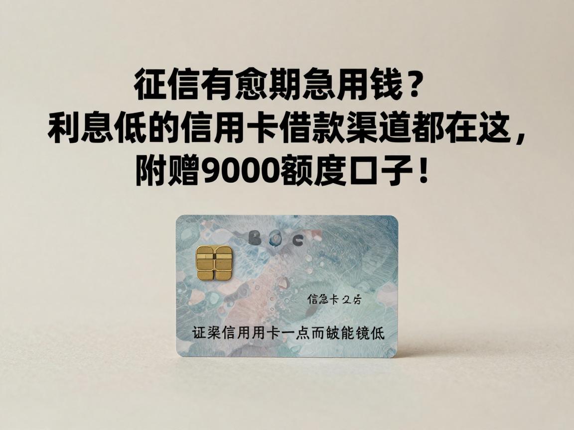 征信有逾期急用钱?利息低的信用卡借款渠道都在这,附赠9000额度口子!
