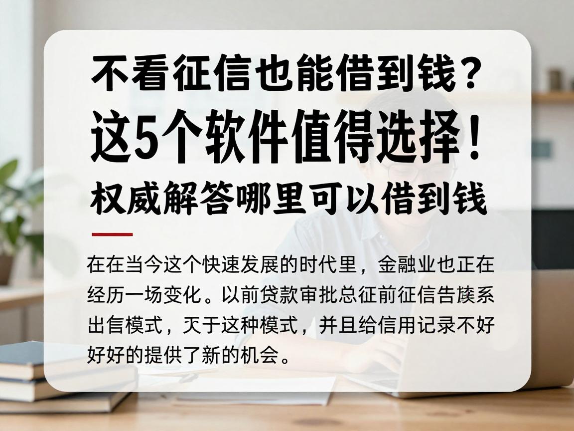 不看征信也能借到钱？这5个软件值得选择！权威解答哪里可以借到钱