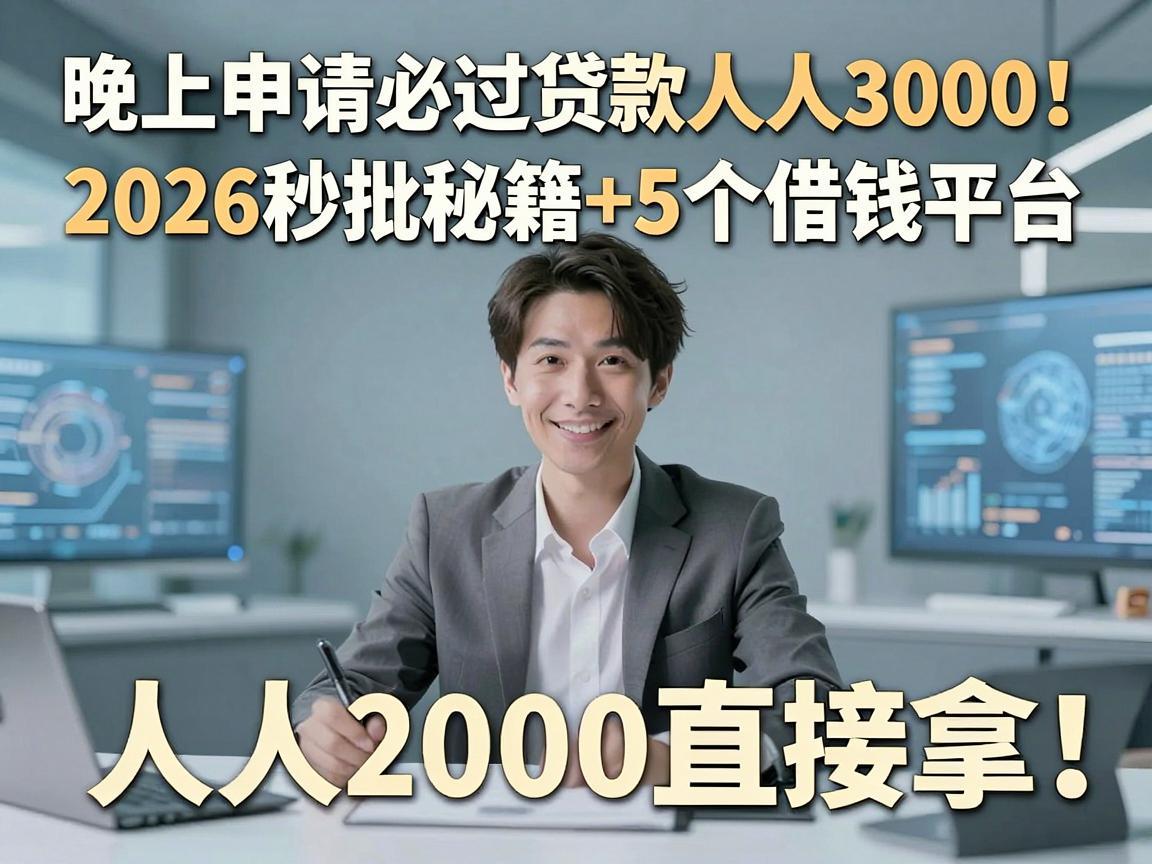 晚上申请必过贷款人人3000!2026秒批秘籍+5个借钱平台,人人2000直接拿