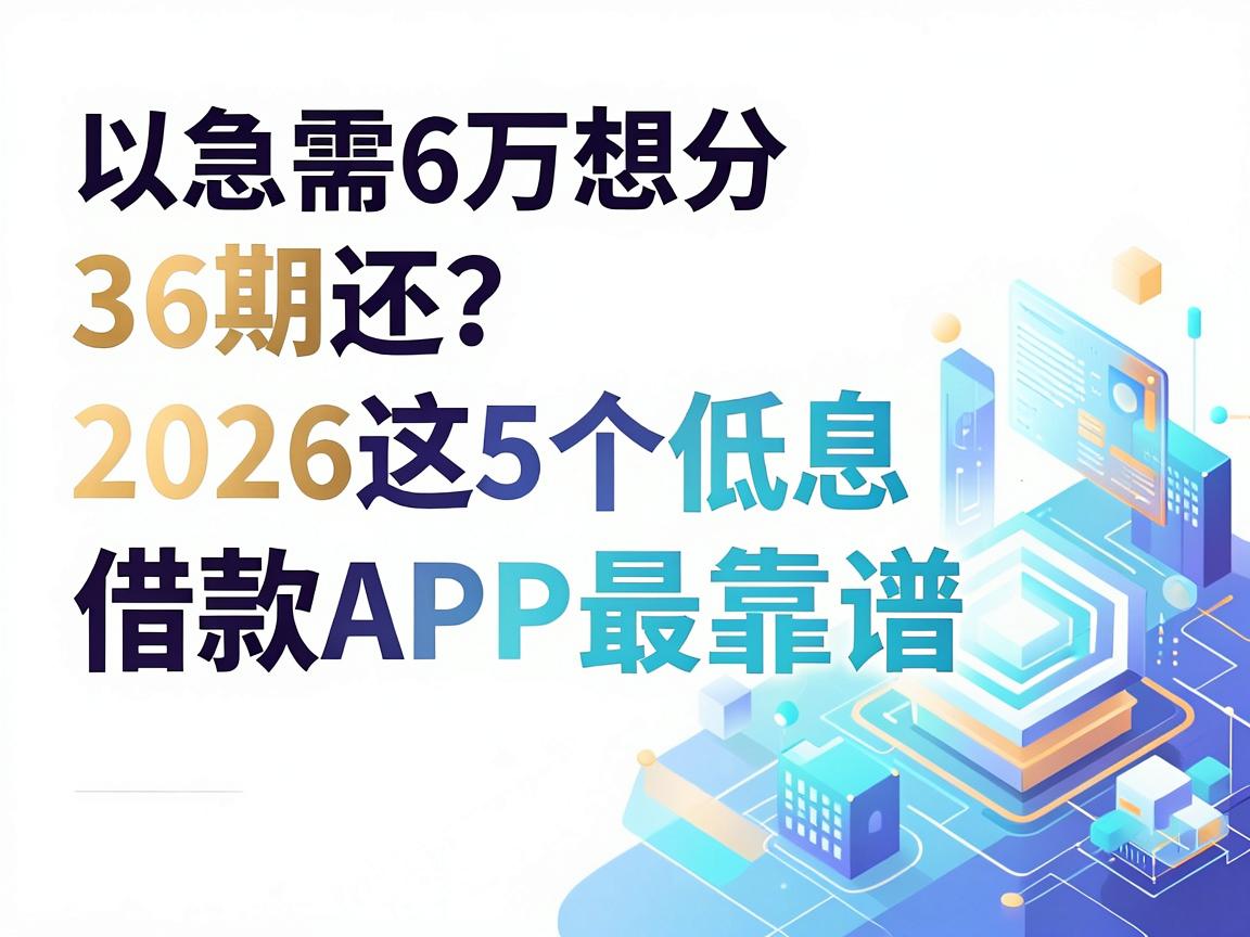 急需6万想分36期还？2026这5个低息借款APP最靠谱