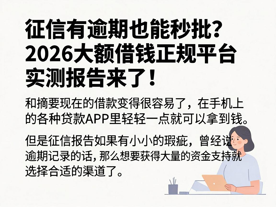 征信有逾期也能秒批？2026大额借钱正规平台实测报告来了！